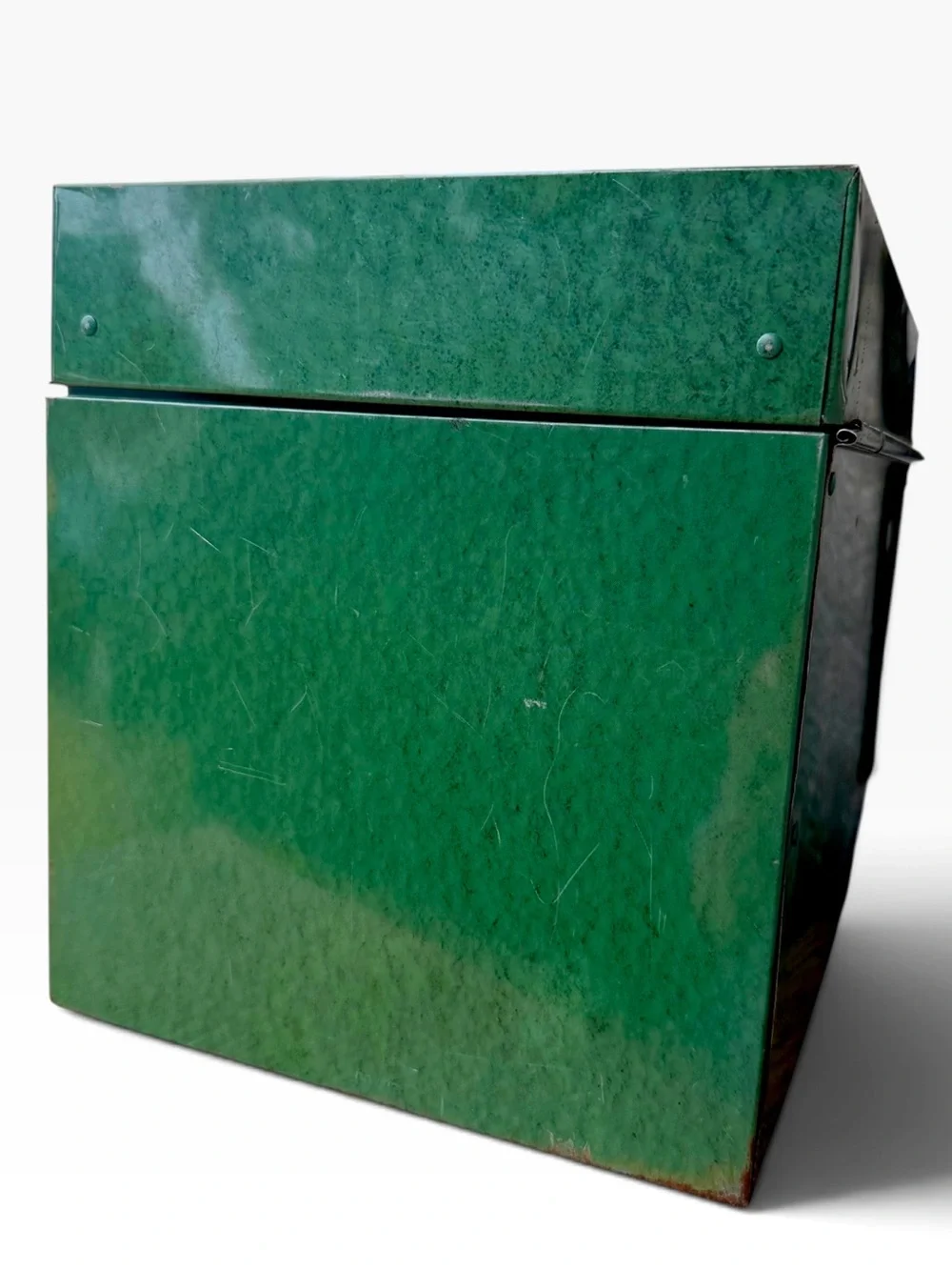 Vintage 1960s File-A-Way Green Metal Storage Box with Locking Latch